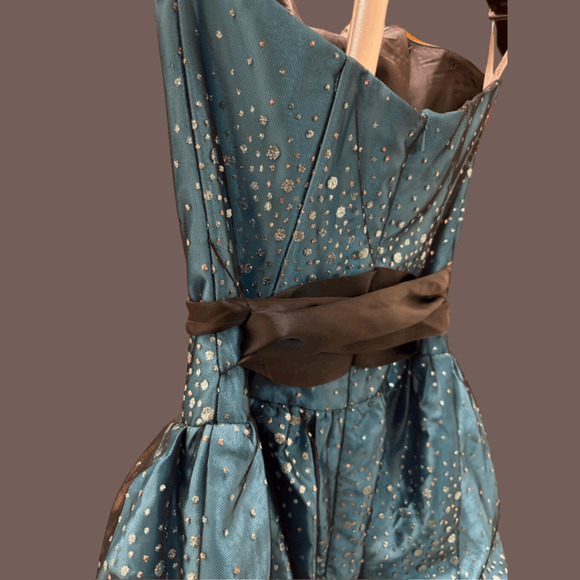 Jessica McClintock Prom Dress | Teal Glitter | Size 3 | Vintage - Picture 5 of 6